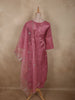 Warm Rosewood Pink Floral Sequins and Beads Embroidered Design Organza Salwar Suit