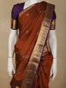 Warm Rust Brown Butta Zari Woven Design Pure Kanchipuram Silk Saree with Contrast Border