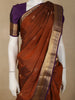 Warm Rust Brown Butta Zari Woven Design Pure Kanchipuram Silk Saree with Contrast Border