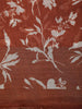 Warm Rust Brown Leaf Printed Design Mixed Cotton Saree