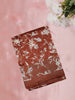 Warm Rust Brown Leaf Printed Design Mixed Cotton Saree