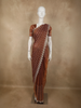 Warm Rust Copper Brown Stone Embellished Design Space Silk Party Wear Saree with Scalloped Border