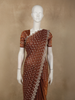 Warm Rust Copper Brown Stone Embellished Design Space Silk Party Wear Saree with Scalloped Border