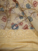 Warm Vanilla Cream Floral Printed Design Pure Tussar Saree with Sequins Border