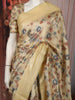 Warm Vanilla Cream Floral Printed Design Pure Tussar Saree with Sequins Border