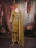 Warm Yellow Abstract Sequins and Beads Embroidered  Design Tissue Silk Straight Cut Salwar Suit with Matching Dupatta