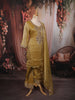 Warm Yellow Abstract Sequins and Beads Embroidered  Design Tissue Silk Straight Cut Salwar Suit with Matching Dupatta