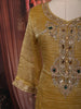 Warm Yellow Abstract Sequins and Beads Embroidered  Design Tissue Silk Straight Cut Salwar Suit with Matching Dupatta