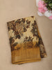 Warm Yellow Floral Printed Design Linen Cotton Casual Wear Saree