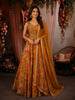 Warm Yellow Floral Sequins Embroidered Design Georgette Lehenga with Dupatta