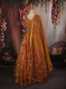 Warm Yellow Floral Sequins Embroidered Design Georgette Lehenga with Dupatta