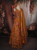 Warm Yellow Floral Sequins Embroidered Design Georgette Lehenga with Dupatta