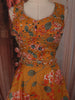 Warm Yellow Floral Sequins Embroidered Design Georgette Lehenga with Dupatta