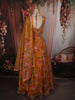 Warm Yellow Floral Sequins Embroidered Design Georgette Lehenga with Dupatta