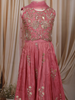 Warm pink Floral Sequins and Beads Embroidered Design Tissue Kids Lehenga with Dupatta