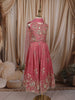 Warm pink Floral Sequins and Beads Embroidered Design Tissue Kids Lehenga with Dupatta