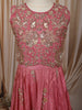 Warm pink Floral Sequins and Beads Embroidered Design Tissue Kids Lehenga with Dupatta