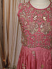Warm pink Floral Sequins and Beads Embroidered Design Tissue Kids Lehenga with Dupatta