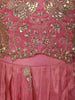 Warm pink Floral Sequins and Beads Embroidered Design Tissue Kids Lehenga with Dupatta