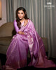 Dusty Lavender Floral Woven Design Pure Kanchipuram Silk Saree with Zari Border