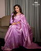 Dusty Lavender Floral Woven Design Pure Kanchipuram Silk Saree with Zari Border