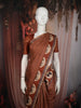 Rust Orange Striped Design Tussar Saree with Cow Motif Border