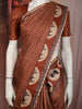 Rust Orange Striped Design Tussar Saree with Cow Motif Border