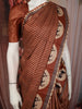 Rust Orange Striped Design Tussar Saree with Cow Motif Border