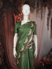 Leaf Green  Striped Design Tussar Saree with Cow Motif Border