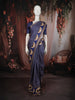 Royal Blue Striped Design Tussar Saree with Cow Motif Border