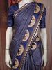 Royal Blue Striped Design Tussar Saree with Cow Motif Border