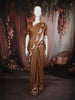 Mustard Yellow Striped Design Tussar Saree with Cow Motif Border
