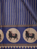 Royal Blue Striped Design Tussar Saree with Cow Motif Border
