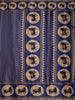 Royal Blue Striped Design Tussar Saree with Cow Motif Border