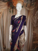 Dark Purple Floral Woven Design Semi Tussar Saree with Contrast Border