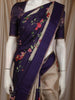 Dark Purple Floral Woven Design Semi Tussar Saree with Contrast Border