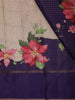Dark Purple Floral Woven Design Semi Tussar Saree with Contrast Border