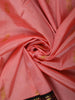 Peach Pink Butta Zari Woven Design Pure Kanchipuram Silk Saree with Contrast Varisai Pattu Border