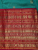 Peacock Blue Butta Zari Woven Design Pure Kanchipuram Silk Saree with Contrast Varisai Pattu Border