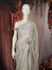 Soft Ivory Floral Vine Sequins Embroidered Design Net Party Wear Saree with Designer Border