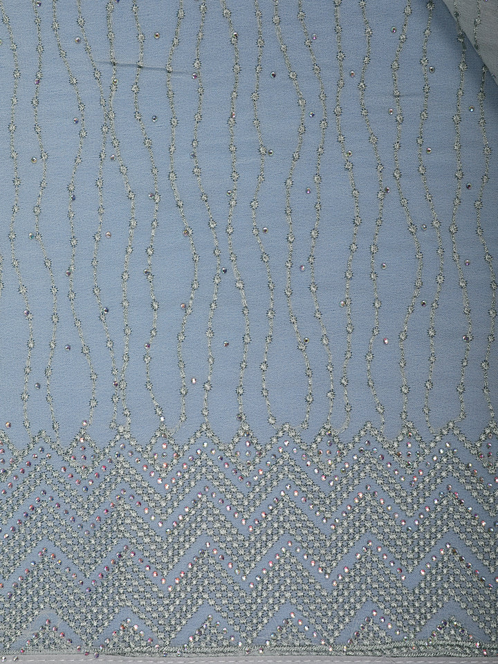 White Abstract Printed Chiffon Saree - Diadem