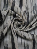 White Abstract Printed Semi Tussar Saree With Contrast Border