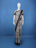 White Abstract Printed Semi Tussar Saree With Contrast Border