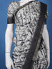 White Abstract Printed Semi Tussar Saree With Contrast Border