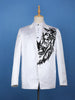White Beaded Embroidery Satin Men's Suit - Diadem