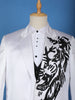 White Beaded Embroidery Satin Men's Suit - Diadem