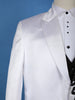 White Beaded Embroidery Satin Men's Suit - Diadem