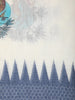 White Blue Peacock Printed Linen Cotton Saree with Contrast Woven Border