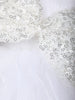White Flared Sequin Design Net Frock With Oversized Bow