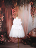 White Floral Appliqué Layered Tulle Satin Party Wear Frock